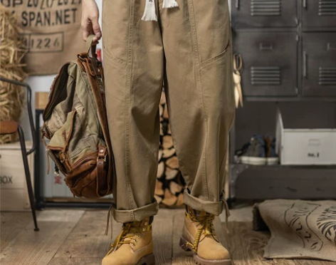 日系复古阔腿大直筒哈伦裤新款2023宽松休...