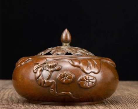 精品纯铜莲花形熏香炉清莲花炉 尺寸:直径1...