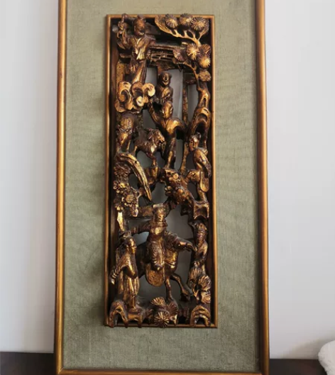 徽州木雕，清代，鎏金工艺，3层立体，保存完...