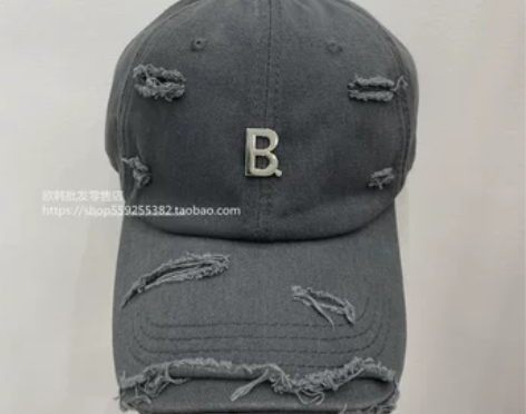 欧货bobo1972新款软顶破洞牛仔棒球帽...
