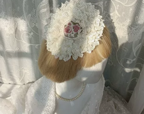 孤品现货38一顶包邮生成色蕾丝小礼帽lo手...