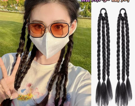 假发女马尾辫子假发片鱼骨马尾麻花拳击辫绑带...