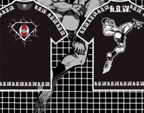 HBW经典黑白漫画欧美潮牌高街风短袖T恤黑...