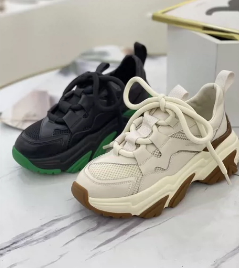新品2023新款百搭厚底增高老爹鞋女休闲透...