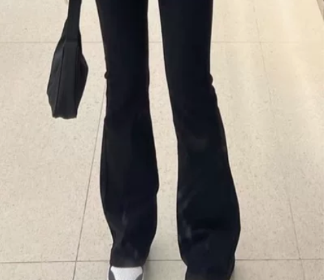 UYH高腰微喇叭牛仔裤女 显瘦穿搭弹力九分...