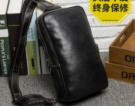 胸包男包斜挎包慢时光复古头层牛皮胸包真皮胸...