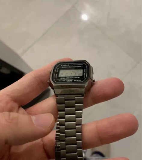 卡西欧手表小方块复古电子男表casio小银...