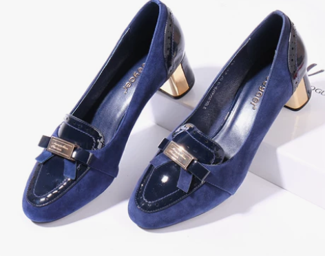 真皮羊皮新款中跟舒适单鞋女职业百搭复古休闲...