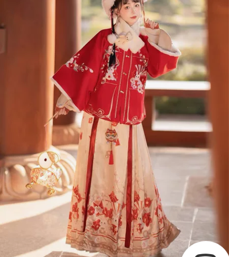 【出租】恋霜玉兔迎福汉服女装原创秋冬款马面...