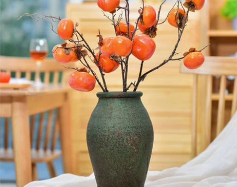 带霜仿真柿子树枝干花摆件浆果插花摆件 随手...