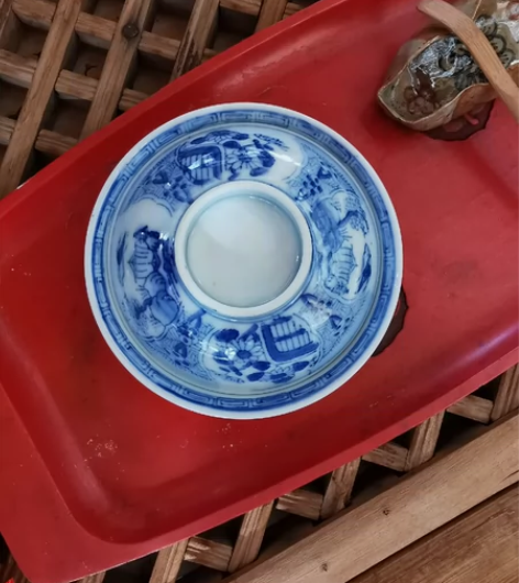 老盖碗 青花 纯手绘 老旧瓷器请接受微瑕 ...