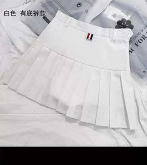 百搭学院风高腰西装料tb百褶裙女春秋A字裙...