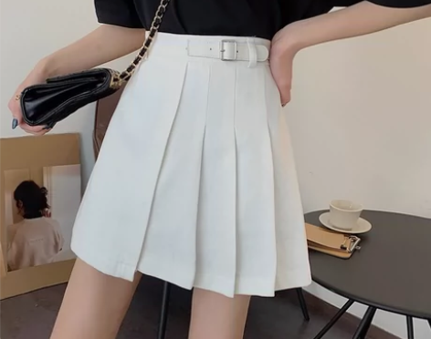 黑色不规则百褶裙牛仔半身裙大码胖mm遮胯显...