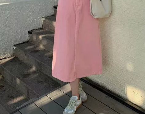 春秋款纯色牛仔半身长裙遮肚显瘦遮肉淑女风百...