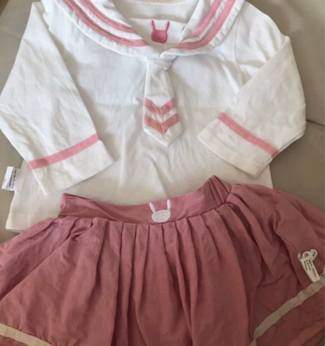 承希JK制服裙海军风粉色套装宝宝衣服裙子，...