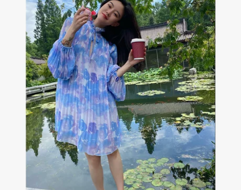 DUO智仙生 仙女长袖长裙雪纺裙子碎花温柔...