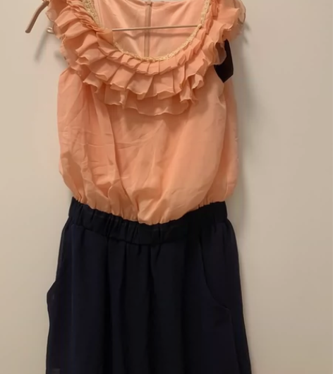 甜蜜衣橱全新连体裤,橘粉色,很少女,现在穿...