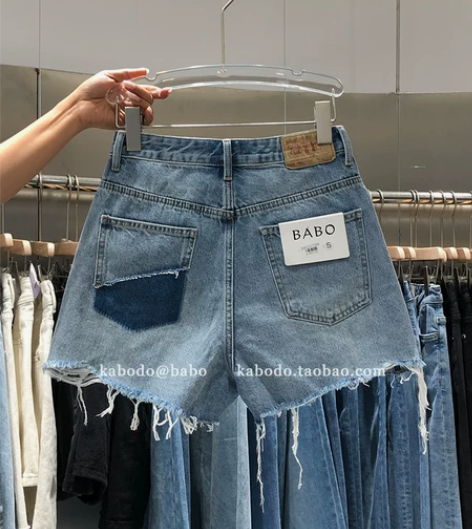 BABO巴布81079牛仔短裤女夏季新款热...