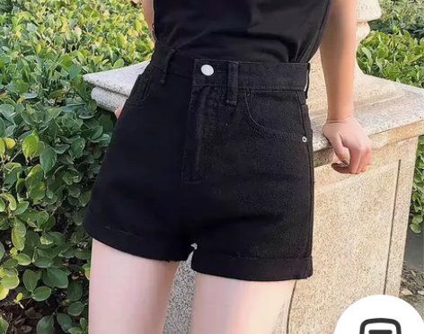 牛仔短裤女高腰黑色夏季2023新款百搭显瘦...