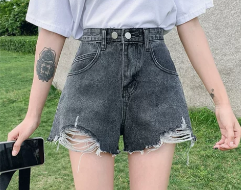 破洞牛仔短裤女夏2020新款潮ins大码胖...
