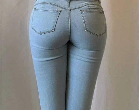 2022秋季新品蜜桃牛仔裤女高腰显瘦弹力提...