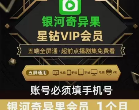 爱奇艺星钻银河奇异果tv会员月卡月卡30天...