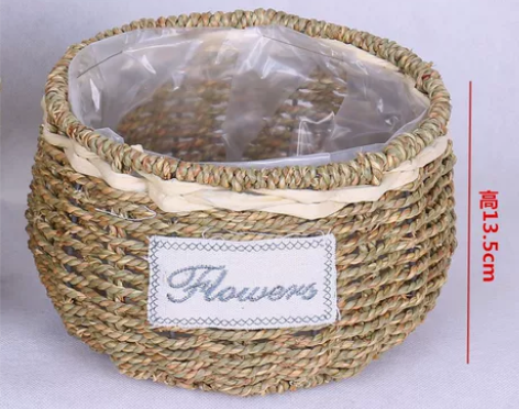 草编柳编藤编田园手工创意花盆插花花篮绿植多...