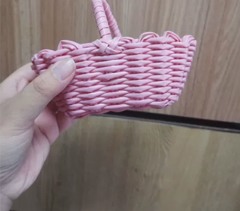 手工编织花篮,粉色,塑料材质,防水,耐磨,...