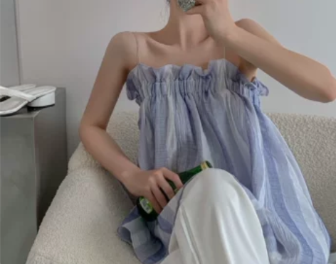 温柔纯欲风吊带背心女夏季外穿2023新款宽...