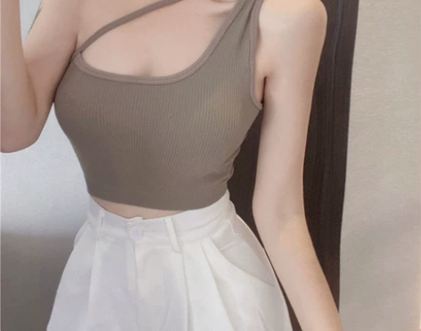两个26包邮辣妹斜肩不规则小吊带背心简约外...