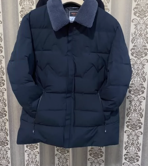 中老年男士爸爸装羽绒服可拆卸羊毛翻领白鸭绒...