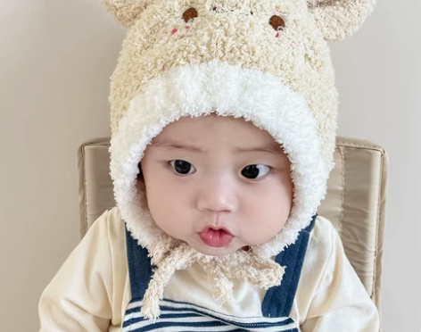 婴儿帽子秋冬季可爱兔子男童毛绒帽女童护耳保...