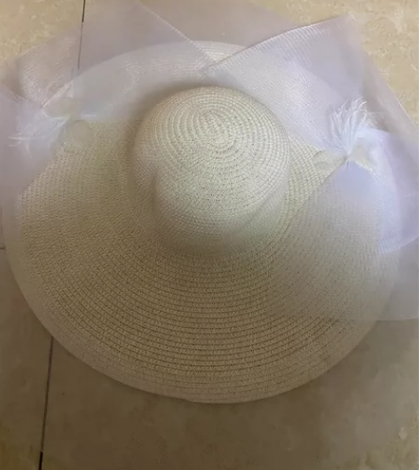 街拍复古优雅气质奢华鸵鸟毛草帽夸张白色羽毛...