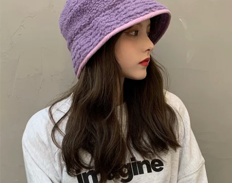 帽子女ins软妹可爱羊羔毛渔夫帽秋冬季新款...