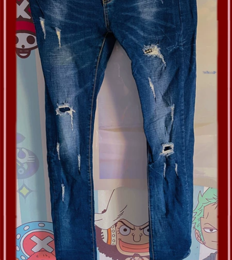 M码 修身西海岸裤子高街潮ins古着烟灰色...