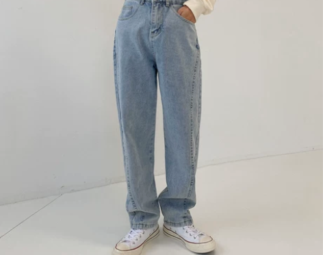 DAZO 帅气牛仔裤男直筒白色休闲裤宽松百...