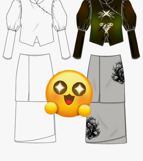 服装款式图 效果图代画 黑白线稿 彩色 系...
