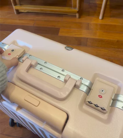 行李箱小型 18寸拉杆箱铝框 粉色 质量真...