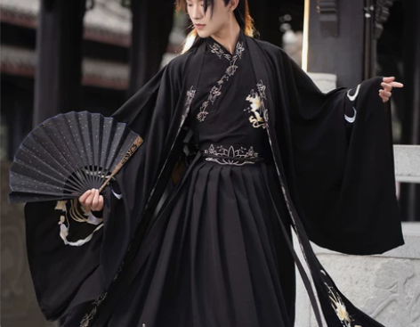 卫跃卫跃凤兮凰原创男款魏晋风古装汉服全套黑...