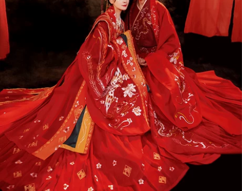 如梦霓裳汉服女宋制婚服凤冠霞帔拖尾大衫花嫁...