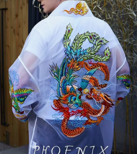 贝勒府中国风透明旭凤刺绣汉服外套开衫男女同...