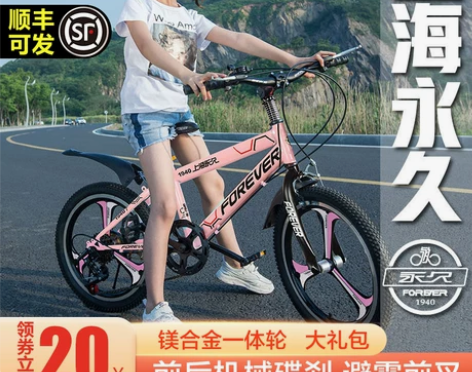 永久儿童自行车单车女孩6-8-10-12岁...