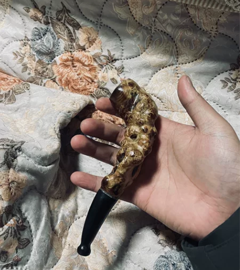 纯实木烟斗金属烟锅 男士便携弯烟杆旱 铁马...