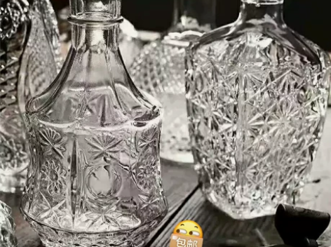 浮雕玻璃插花瓶客厅插花玻璃花瓶摆件透明创意...