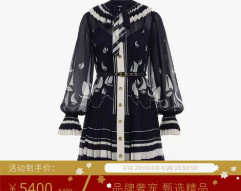 Zimmermann喇叭袖系带领褶饰迷你连...