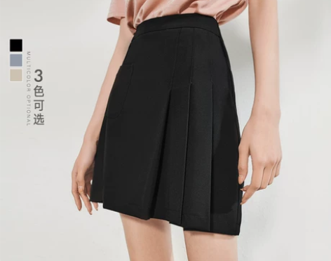 【狂欢价】对白高腰不规则半身裙女收腰a字裙...