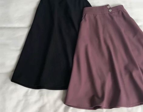 赫本风 烟熏紫/小黑裙高腰气质中长款A字裙...