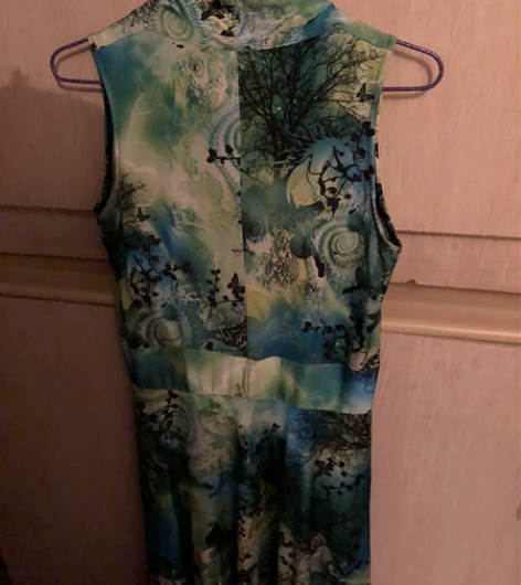 织朵新款连衣裙印花淑女裙子高腰飘逸长裙修身...