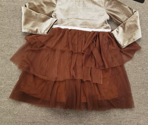 全新 女童 丝绒连衣裙140码加绒蛋糕裙 ...