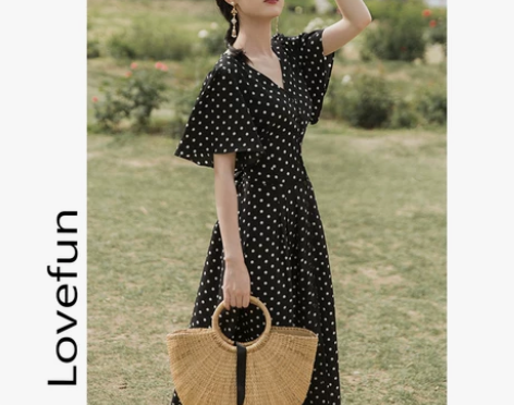 裙子法式复古小众港风长裙早春新款长款赫本风...